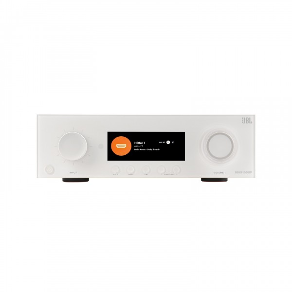 JBL MA910HP 9.2 Channel 8K High Performance AV Receiver, White - Front panel