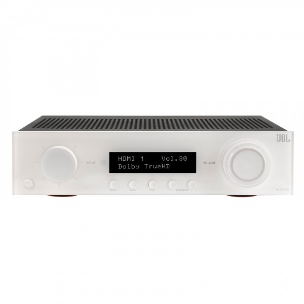 JBL MA310 5.2 Channel 4K AV Receiver, White Front View