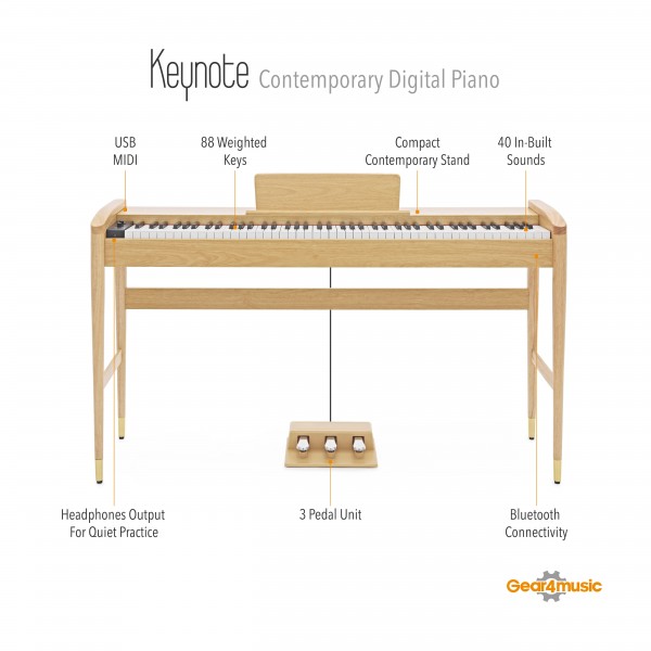 Keynote Piano, Light Oak Infographic