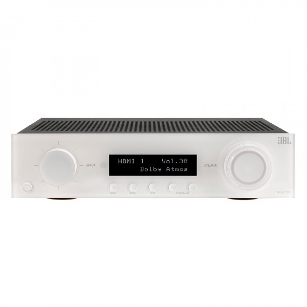 JBL MA710 7.2 Channel 8K AV Receiver, White Front View