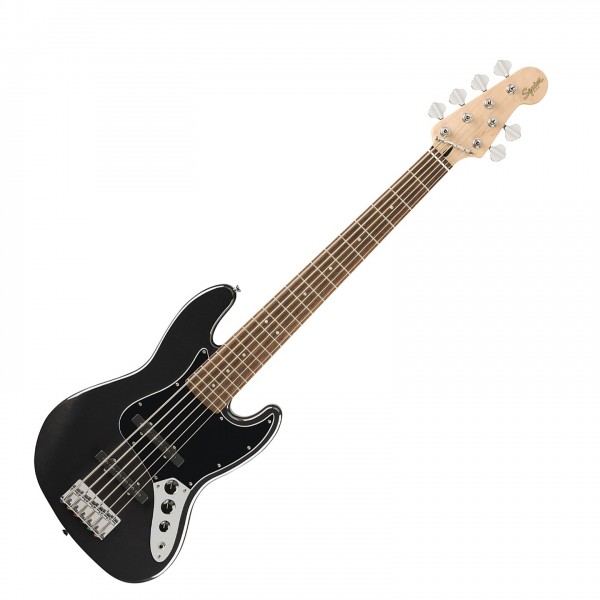 Squier Affinity Series Jazz Bass VI, Laurel Fingerboard, Black Pickguard, Black Metallic - Front