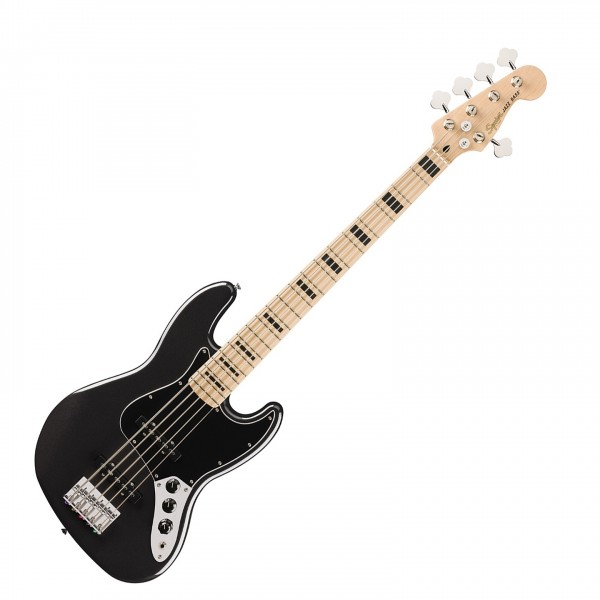 Squier Affinity Series Active Jazz Bass V, Maple Fingerboard, Black Pickguard, Black Metallic - Front