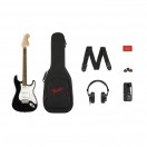 Squier Affinity Series Stratocaster Mustang Micro Pack, Black, with Gig Bag and HD9 Headphones