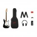 Squier Affinity Series Stratocaster Mustang Micro Pack, Black, with Gig Bag and HD9 Headphones - Full Package