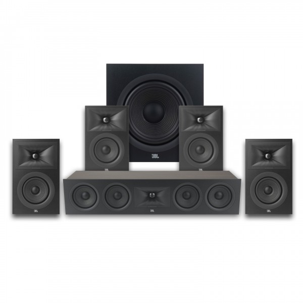 JBL Stage 250B 5.1 Speaker Package, Black Front View