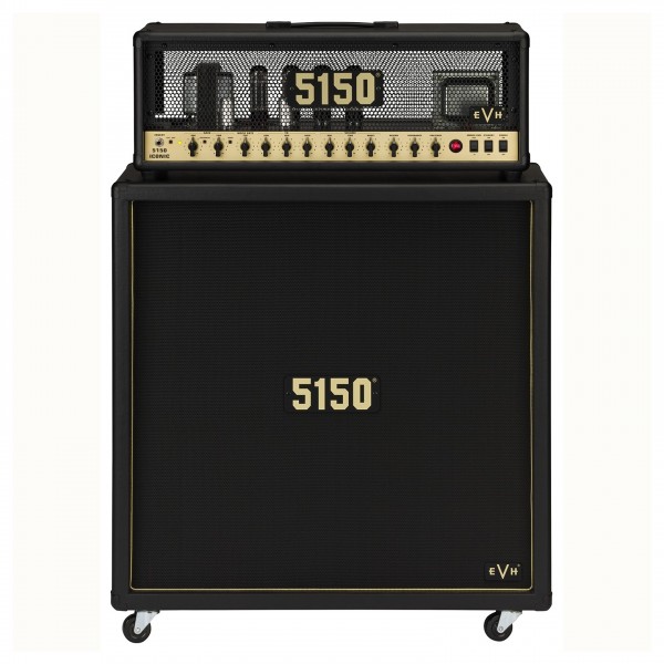 EVH 5150 Iconic Series EL34 4 x 12 Cabinet, Black - With Amp Head, Front