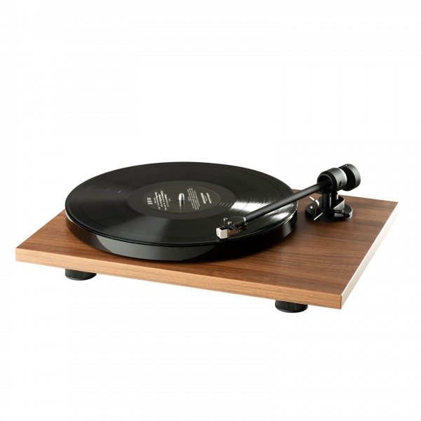 Pro-Ject E1 BT Turntable, Walnut with Audio Technica AT3600 Cartridge - angled