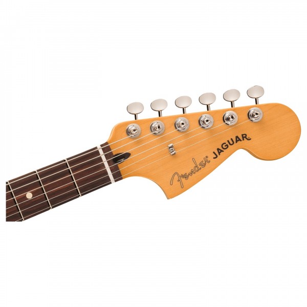 Fender Player II Jaguar, Rosewood Fingerboard, Aquatone Blue - Headstock, Front