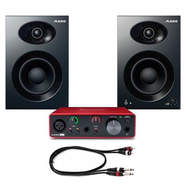 Focusrite Scarlett Solo (3rd Gen) Interface and Alesis Elevate 4 Studio Monitor Bundle - Full Bundle