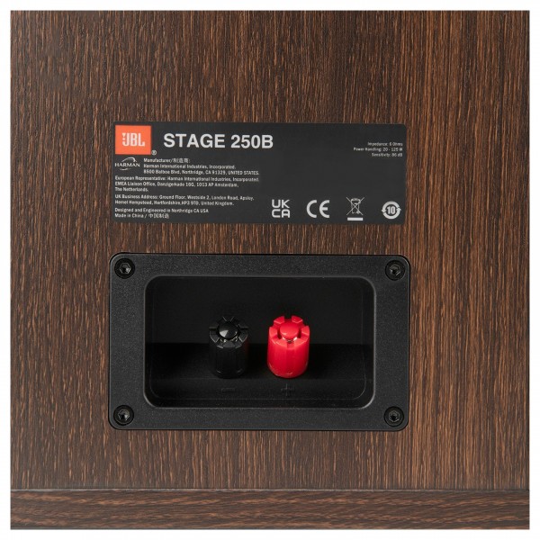 JBL Stage 250B Bookshelf Speakers (Pair), Black Back View