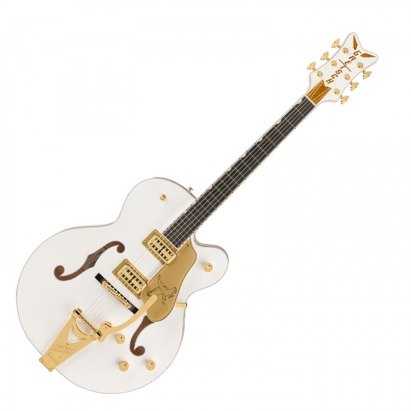 Gretsch Falcon Hollow Body with String-Thru Bigsby and Gold Hardware, Ebony Fingerboard, White - Front