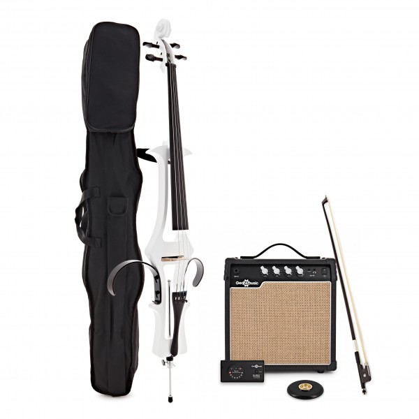 Electric Cello Amplifier & Accessories Pack by Gear4music, White