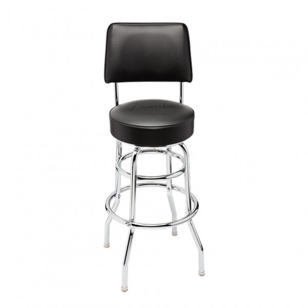 Fender Blackout Backrest Barstool with Embossed Logo, 30"