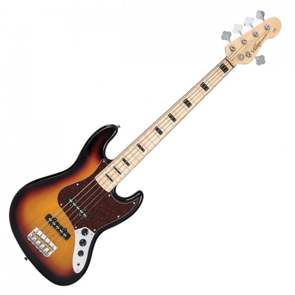 Vintage V49 Coaster Series 5 String Bass, 3 Tone Sunburst
