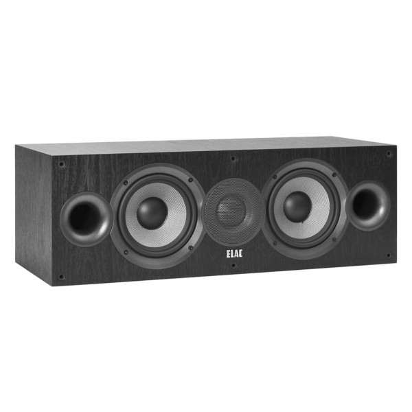 ELAC Debut C5.2 Vinyl Centre Speaker, Black Ash Front View