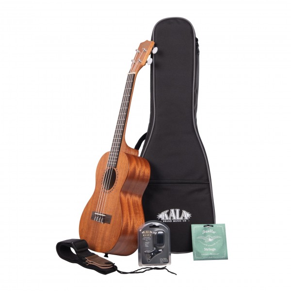 Kala Spruce Top Tenor No Binding Bundle w/ Bag, Tuner, Strap & Strings