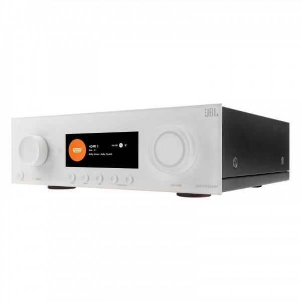 JBL MA910HP 9.2 Channel 8K High Performance AV Receiver, White - Facing left