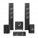 ELAC Debut F5.2 5.1 Floorstanding Speaker Package, Black Ash Front View