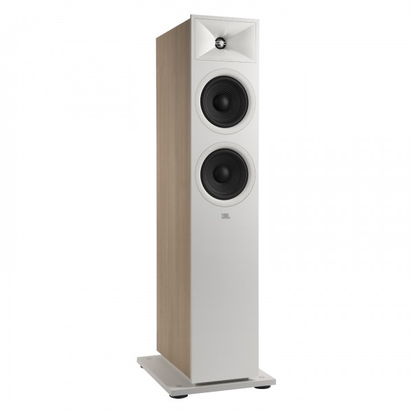 JBL Stage 260F Floorstanding Speaker, White - Front view angled