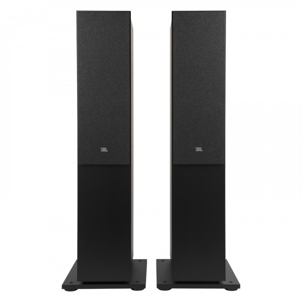 JBL Stage 260F Floorstanding Speakers (Pair), Black - Front with grilles attached