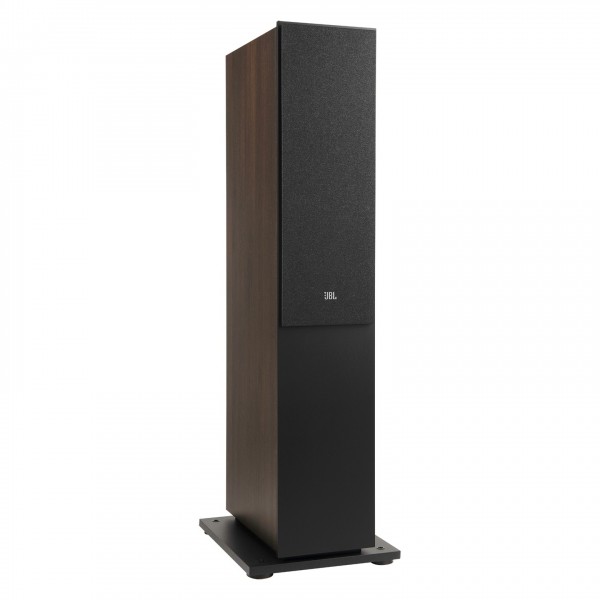 JBL Stage 260F Floorstanding Speaker, Black - Front view angled with grille attached