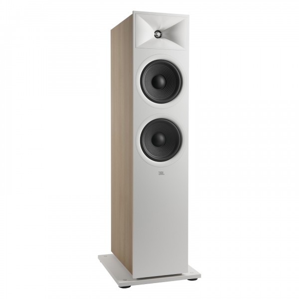 JBL Stage 280F Floorstanding Speaker, White - Front Angled