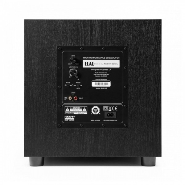 ELAC Debut 2.0 SUB10.2 Subwoofer, Black Ash Back View