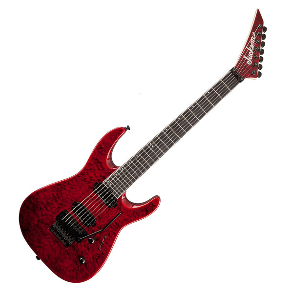 Jackson DK7Q Pro Series Dinky 7-String Guitar, Quilt Trans Red