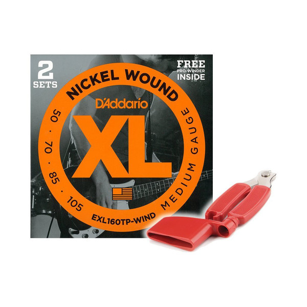 DAddario EXL160 Bass Strings 2 pack with Bass Prowinder at Gear4music