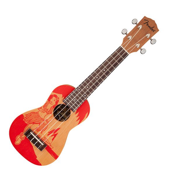 Fender Piha'ea Soprano Ukulele, Hula Screen Printed Graphic