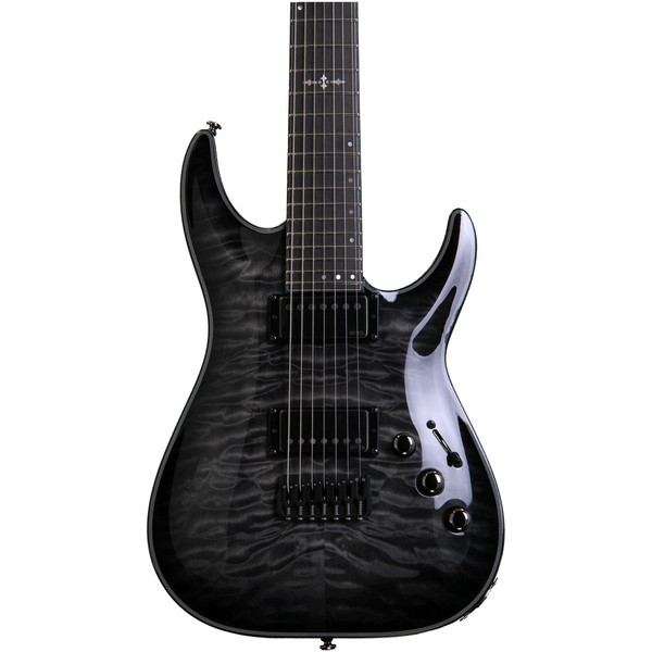 Schecter Hellraiser Hybrid C-7 7 String Electric Guitar, Trans Black