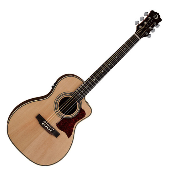 Luna Americana Parlor Cutaway Electro Acoustic Guitar, Natural