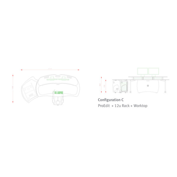 AKA Design ProEdit Studio Desk + 12U Rack, Jointer Kit & LH Worktop 5