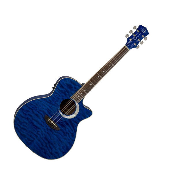Luna Fauna Eclipse Grand Concert Electro Acoustic Guitar, Trans Blue