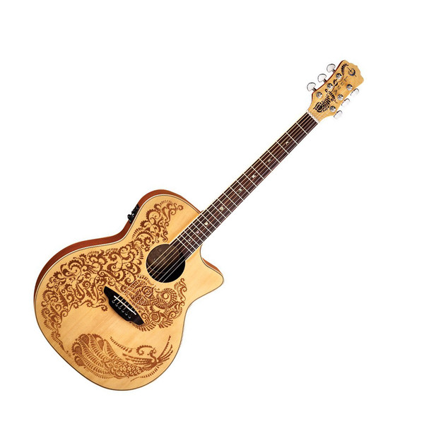 Luna Henna Paradise Electro Acoustic Guitar, Spruce