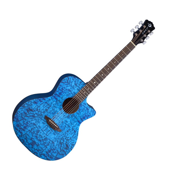 Luna Gypsy Quilted Ash Grand Auditorium Acoustic Guitar, Blue