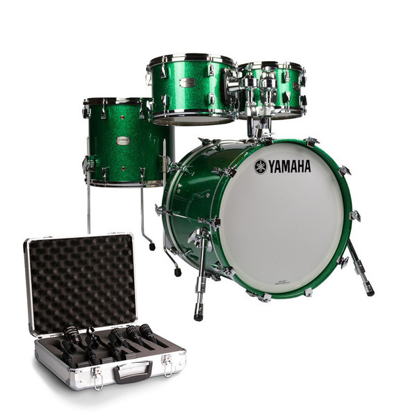 Yamaha Absolute Hybrid Maple Shells, Green Sparkle + FREE Audix Mics