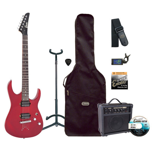 Encore E89 Electric Guitar Outfit, Thru Red