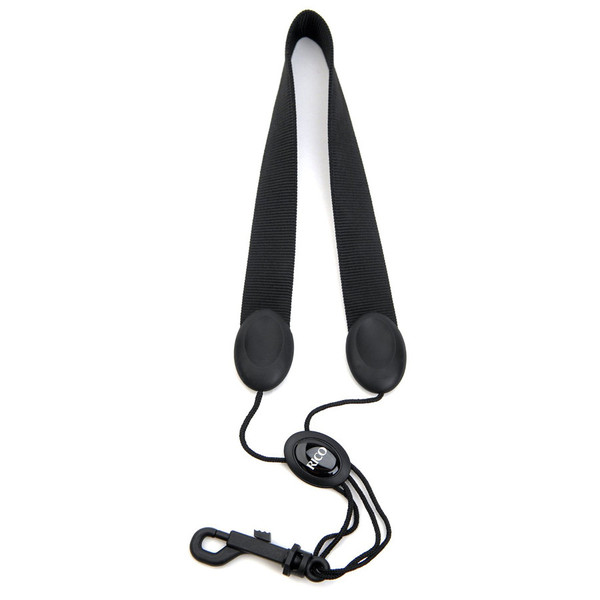 Rico Fabric Saxophone Strap, Black with Plastic Snap Hook