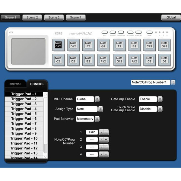 nanoPAD2 - Korg Kontrol Editor Software