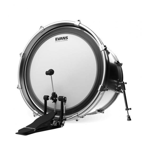 Evans EMAD UV Coated Bass Drumhead, 18" Tom Hoop - Bass Drum Example