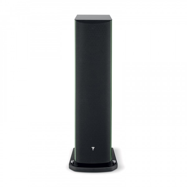Focal Aria Evo X N4 Floorstanding Speaker, Moss Green front view with grille attached