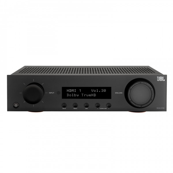 JBL MA310 5.2 Channel 4K AV Receiver, Black Front View