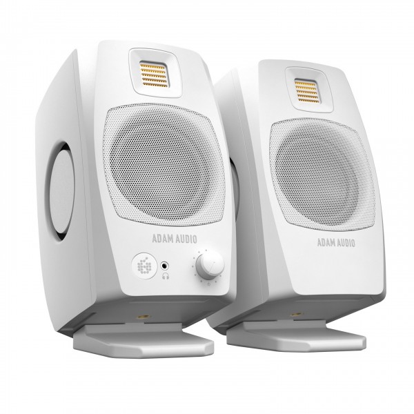 Adam Audio D3V Desktop Studio Monitor System, White - Main Angled