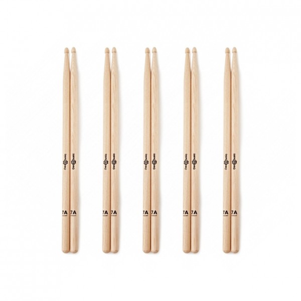 7A Hickory Drumsticks Natural, 5 Pack