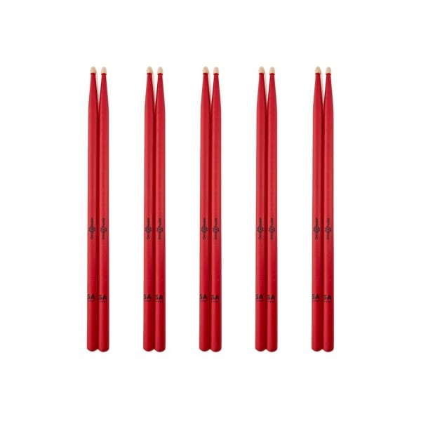 5A Hickory Drumsticks Red, 5 Pack