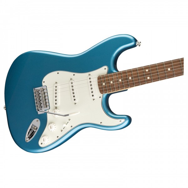 Fender Standard Stratocaster Electric Guitar, PF, Lake Placid Blue close up body