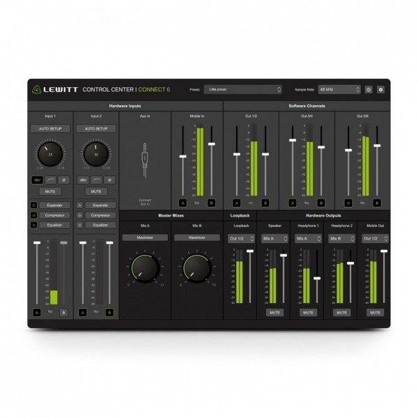 Lewitt CONNECT 6 USB-C Audio Interface - Control Center Software