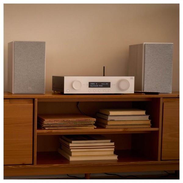 JBL MA310 5.2 Channel 4K AV Receiver, White - lifestyle