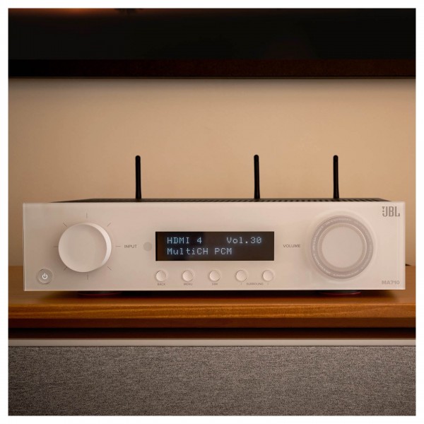 JBL MA710 7.2 Channel 8K AV Receiver, White - lifestyle